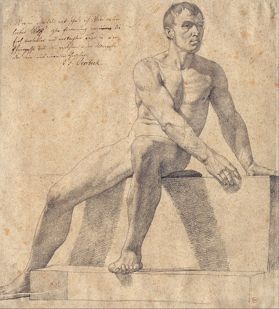 Friedrich Overbeck - Nudo maschile seduto su un piedistallo, Museo Kunstpalast, Düsseldorf
